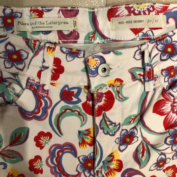 Anthropology Floral Denim Jeans - Picture 2 of 3